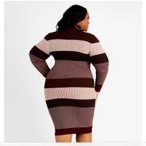 ‘AS’ Colorblock Turtleneck Midi Dress (Plus)